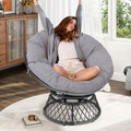 40 Ergonomic Wicker Papasan Chair 360° Swivel Indoor Outdoor Rattan Chair with Soft Thick Cushion Ideal for Living Room Bedroom Reading Room Grey Frame with Light Grey Cushion