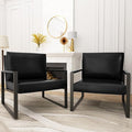 Recaceik Leather Accent Chairs Set of 2 Modern Armchair with Extra-Large Ergonomic Cushion Sturdy Metal Frame Anti-Scratch Foot Mats Single Sofa Chair for Living Room