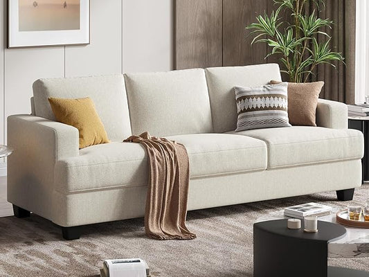 Fadware Sofa Couch 3 Seater Sofa with Suppleness Armrests Fabric Deep Seat Sofa with Upholstered Cushion&amp Backrests Modern Comfy Couch for Living Room Apartment