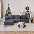 Modular Cloud Couch Sectional Deep Seat No-Bone Corduroy Sofa with Ottoman Oversized Comfy Modular Sofa for Living Room Bedroom Apartment No Assembly Flexible Layout (Gray 108 Inch-L)