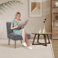 Accent ChairModern Armless Living Room ChairsComfy Upholstered Linen Makeup Vanity Chair with Solid Wood LegsArm Chairs for Reading in BedroomDark Grey