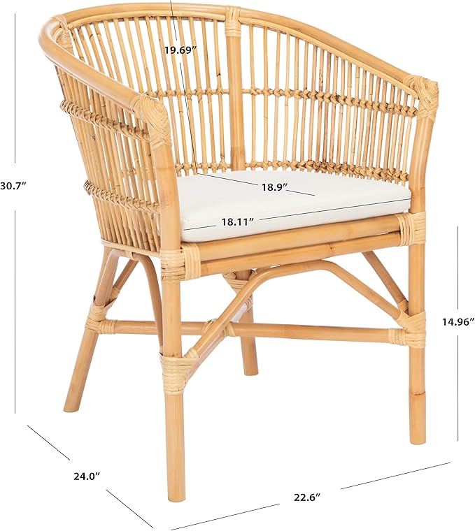 Safavieh Home Collection Olivia Rattan Cushion Accent Chair Natural/White