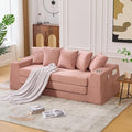 KEIKI 82 Corduroy Modular Sectional Sofa Bed with 5 Pillows &amp 2 Side Pocket &amp 2 Cup Holders Convertible 3-Seater Sleeper Couch with Memory Foam Cushion No Assembly Required for Living Room