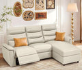 Esright Leather Power Reclining Sofa Set Reclining Sectional Couches with Storage Chaise Adjustable Backrest &amp Footrest L Shaped Pull Out Couch for Living Room Home Theater Apartment RV (Beige)