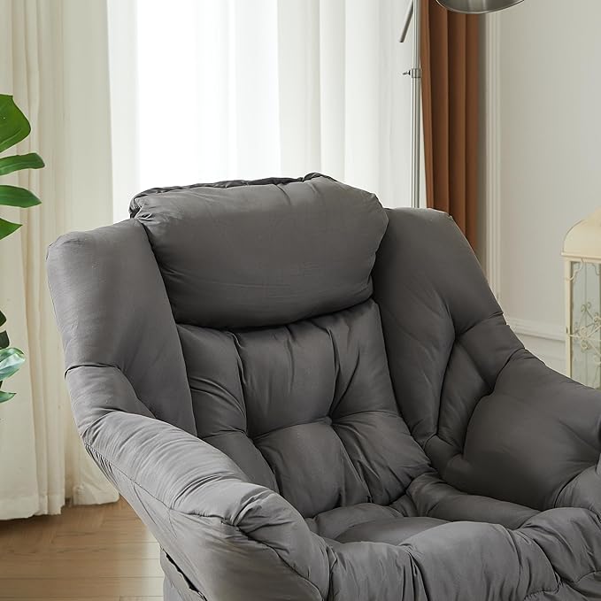 HollyHOME Lazy Chair with Armrest and Side Pocket Comfy Accent Lounge ChairLeisure Sofa Armchair for Living Room Bedroom Dorm or Small Spaces Oversized Reading Sofa ChairDark Grey