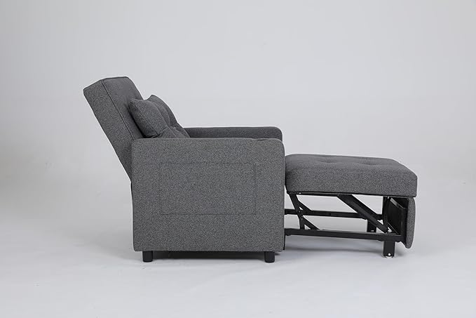 KEIKI Sleeper Chair Bed 3-in-1 Convertible Pull Out Sleeper Chair Bed Convertible Sofa Bed with USB Ports Side Pocket Single Armchair for Small Spaces Living Room Apartment Antique Grey