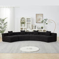 KEIKI Chenille Curved Sectional Sofa 4 Seat Symmetrical Modular Semi Circular Couch Deep Seat Tufted Corner Sofa for Living Room Office Black