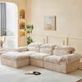 115.7 L Shaped Modular Sectional Sofa with Ottoman Cloud Boneless Couch Upholstered Sofa in a Box Flexible Module Combination for Living Room No Assembly Beige