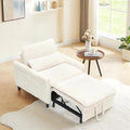 TTK 3-in-1 Convertible Corduroy Sleeper Chair – Plush Pull-Out Sofa Bed with Adjustable Backrest Compact Recliner Lounge Chair with 360° Rotating Side Table Perfect for Small Spaces Beige