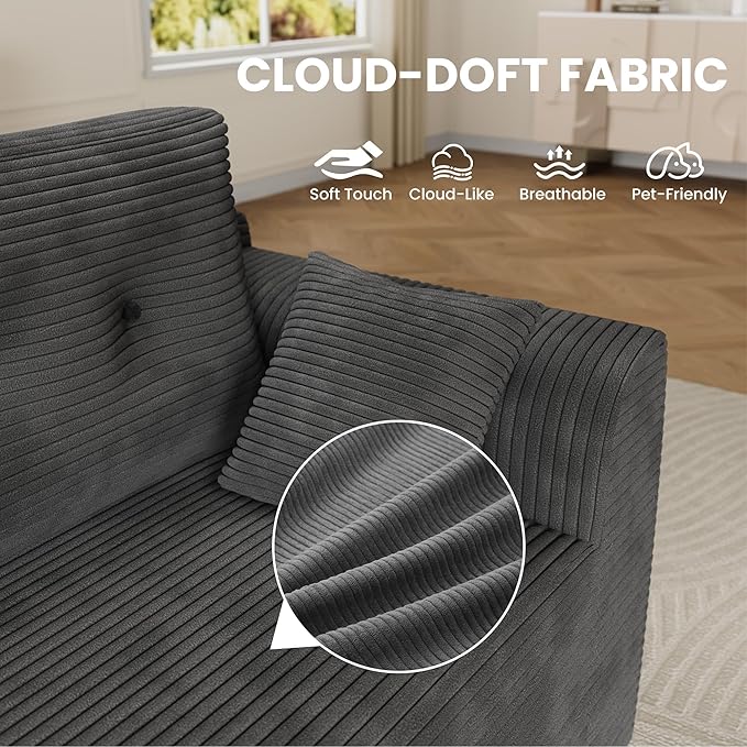 105 Inch Cloud Sectional Couch for Living Room Modular Sectional Sofa with Deep Deat No Assembly Needed Boneless Sofa with l Shaped Chaise