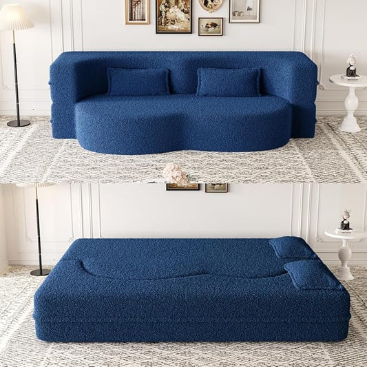 JOYBASE 78in Sofa Couch Convertible Oversized Cloud Loveseat Minimalist Sleeper Sofa Bed for Living Room Apartment Office No Assembly Required (Blue)