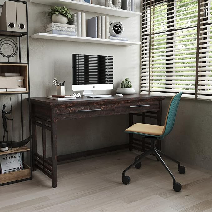 BELLEZE Modern Simple Home Office Computer Laptop Writing Desk Wood Study Table Workstation with Drawers - 55 Inch - Norrell (Espresso)