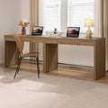 SICOTAS Home Office Executive Desk - 47-Inch Computer Desk with Drawer Farmhouse Writing Study Desk with StorageBoho Makeup Vanity Table for Bedroom (Reclaimed Caramel Oak 2 Pieces)