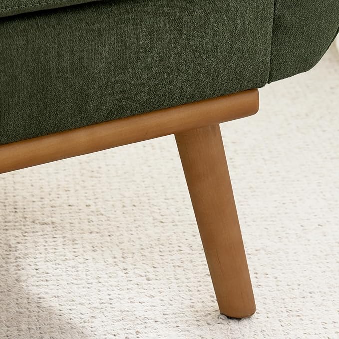 HUIMO Fabric Accent Chair Mid Century Modern Arm Chair Button Tufted Living Room Chairs for Bedroom Study Office (1 Green)