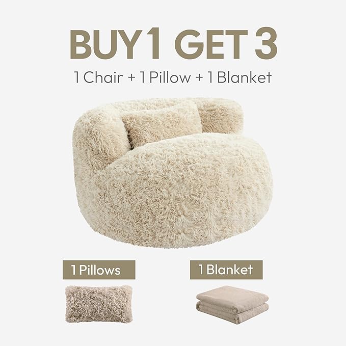 CHITA Compact Expandable Lounge Chair with Pillow Ideal for Living Room Sand