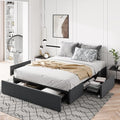 Allewie Full Size Platform Bed Frame with 3 Storage Drawers Fabric Upholstered Wooden Slats Support No Box Spring Needed Noise Free Easy Assembly Dark Grey
