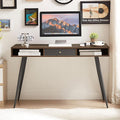 Mid-Century Modern Desk with USB Ports &amp Power Outlet – Ergonomic Home Office Workstation Study Writing Desk with Storage Drawers Multifunctional Computer Desk (Walnut)