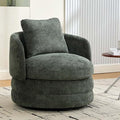 Beige Swivel Accent Chairs for Living Room Round Swivel Barrel Chair with Comfy Pillow &amp Curved Backrest Small Upholstered Armchair for Small Spaces Bedroom Office (Green)