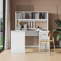Merax Home Office Desk with Drawers and BookshelfL Shaped Computer Desk with Hutch64 Tall BookcaseWood Corner Desk with Storage Antiqued White