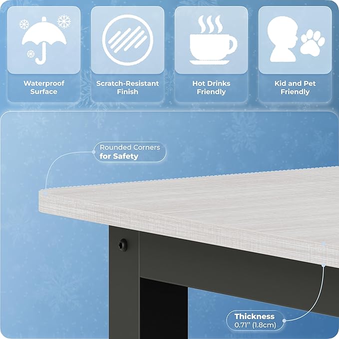 51 Home Office Desk Modern Computer Desk 51.2x23.6x29.5 inches PC Table with Thicken Frame Industrial Style Sturdy Metal Frame Furniture for Writing Gaming Grey Oak+Black