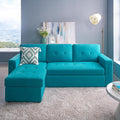 Naomi Home Teal Velvet Sectional Sleeper Sofa with Storage Reversible L-Shaped Pull-Out Couch 72x32x32 inches Jenny