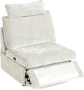 Power Recliner Seat for Olar Oversized Modular Sectional Sofa with Removable Headrest for Tall Man Zero-Clearance Electric Home Theater Seating Reclining Sofa Chenille White