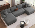 DURASPACE 126.2'' U Shaped Oversize Modular Sectional Sofa with Chaise Cloud Boneless Comfort Sectional Sofa Couch Deep Seat Couch Convertible 4-Seater for Living Room No Assembly Required