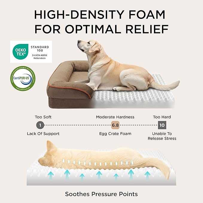 Bedsure L Plus Orthopedic Dog Bed for Large Dogs - Washable Dog Cat Bed Waterproof L Plus Big Comfort Dogs Couch Sofa with Washable Removable Cover Pet Bed with Nonskid Bottom Brown 38