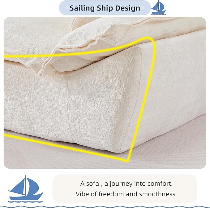 138 Modular Cloud Couch Sectional Couch with Deep Seats Wide Armrests and Multiple Pillows Boneless Couches Sofas Loveseat for Bedroom/Living Room/Apartment/Office (White Right)