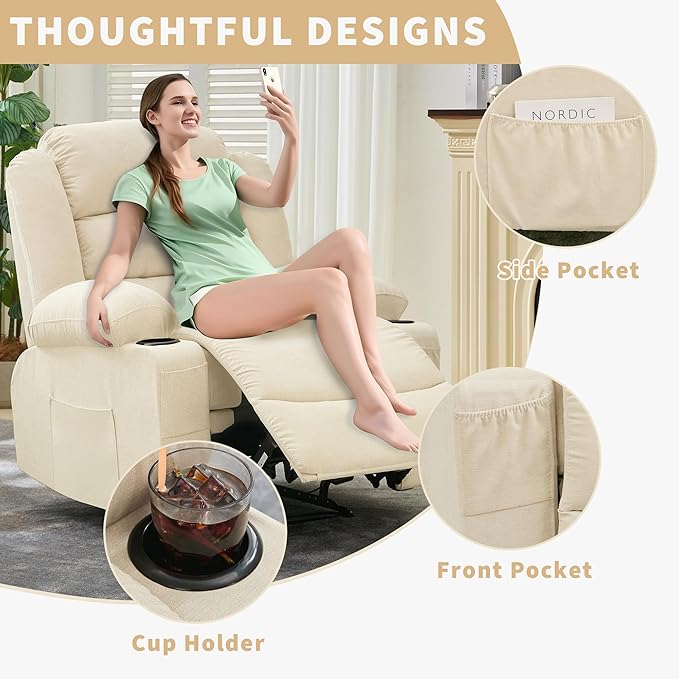Oversized Recliner Chair with Soft Padded Armrests Extra Wide and Big &amp Tall Design for Comfort Manual Recliner Rocking Chair Perfect for Living Room Lounging and Relaxation