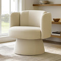 Swivel Barrel Chair360° Accent Chairs with Round BackrestUpholstered Lounge Chair for VanityLiving RoomBedroomReading NookSand