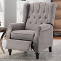 Bonzy Home Push Back Recliner Chair Mid Century Modern Wingback Chair Comfy Armchair Fabric Living Room Chairs with Rivet Decoration Button-Tufted Back Solid Wood Legs Gray