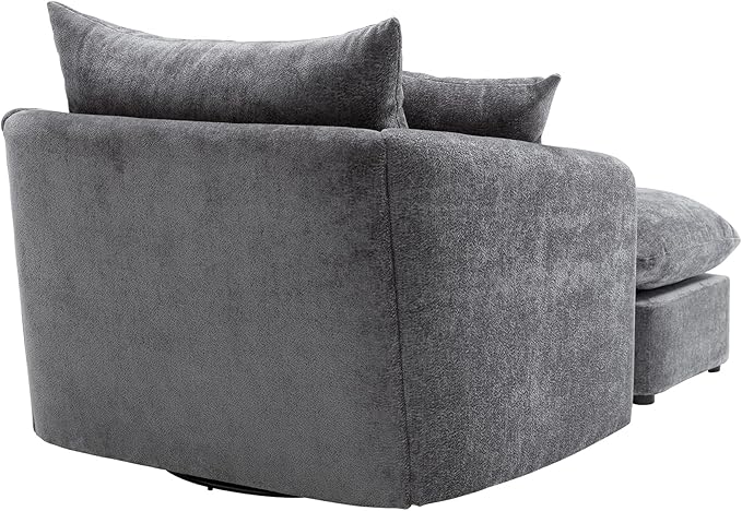 46.1 Wide Swivel Accent Chair with Ottoman Set of 2 Modern Swivel Barrel Chair for Living Room 360 Degree Oversized Accent Chair Upholstered Sofa Armchair for Bedroom Chenille Grey