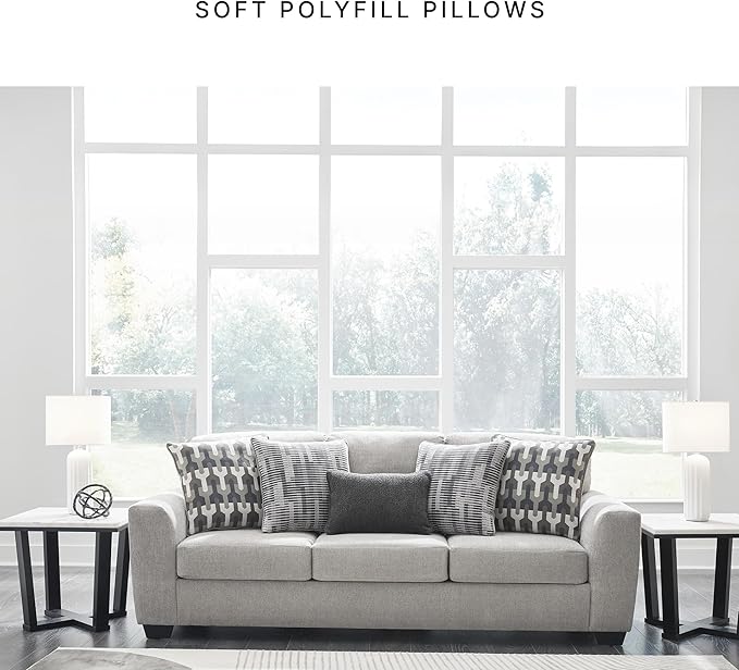 Signature Design by Ashley Avenal Park Casual Sofa with 5 Toss Pillows Light Gray