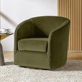 HULALA HOME Swivel Accent Chair with Gold Metal Base Contemporary Velvet Curved Swivel Barrel Chair Upholstered Club Armchair Leisure Single Sofa for Living Room Nursery Bedroom(Moss)