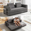 78'' Sleeper Couch Bed for Living Room Convertible Modular Sofa with Fixed Frame &amp Side Pocket Corduroy Futon Boneless Couches in a Box No Assembly Gray