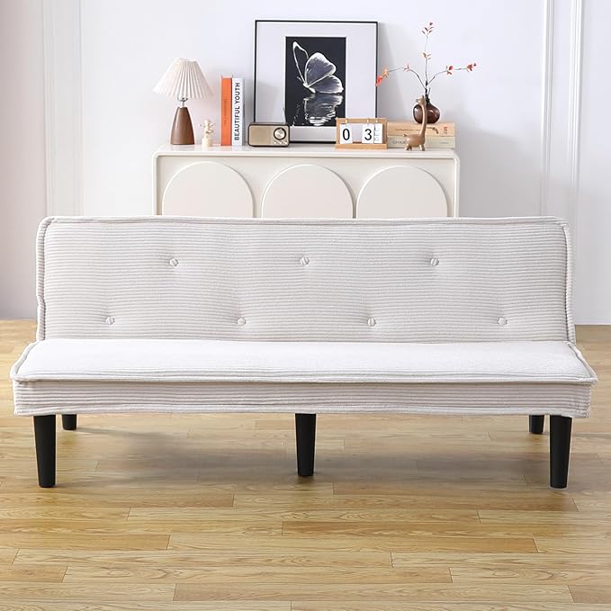 Convertible Futon Sofa Bed Faux Leather Futon Couch with Adjustable Backrest and Usb Port Modern Folding Couch For Small Spaces Living Room Sleeper Bed for Living RoomBedroomOffice (Gray)