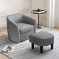 Swivel Chair with Ottoman Modern Barrel Accent Chairs with Removable Seat Cushion Comfy Single Sofa Lounge Armchair Upholstered Round Club Reading Chair for Living Room Bedroom Office