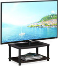 Furinno TURN-N-TUBE TV Riser Stand 2-Tier Small Elevated No Tools TV Stand TV Console for TV up to 32 inch 15.8 x 23.8 x 11 for Living Room Bedroom Dark Walnut