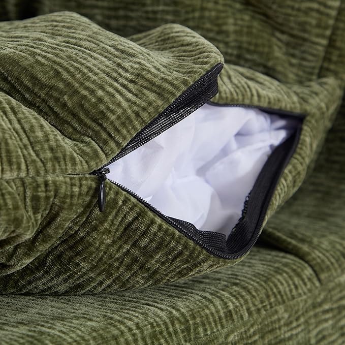 JUSTONE Modular Sofa-No Armrests Floor SofaNeck Pillow-Back Lounge Sofa Chair Accent Bean Bag Chair Lazy Floor SeatingSmall Sofa for Living RoomApartment Guest RoomSingle SeatGreen