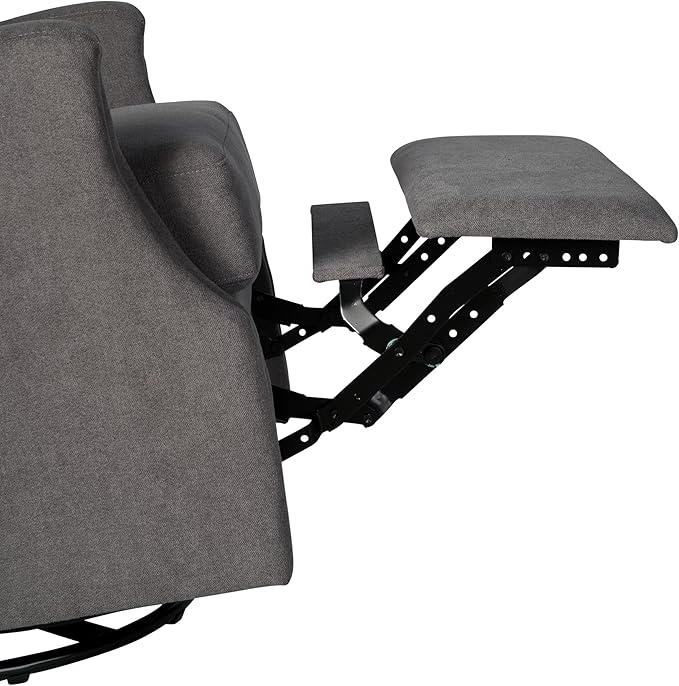 Flash Furniture Omma Swivel Glider Rocking Recliner Manual Wingback Recliner with 360 Degree Swivel for Living Room Bedroom or Nursery Upholstered Dark Gray