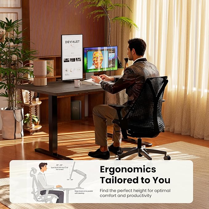 ErGear Height Adjustable Electric Standing Desk 71 x 30 Inches Sit Stand up Desk Memory Computer Home Office Desk Dark Walnut
