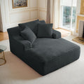 Oversized Chaise Lounge Chair Indoor Corduroy Sofa Bed with Throw Pillows Recliner Chair Comfy Large Deep Seat Sofa Couch for Living Room Bedroom Apartment (Dark Grey)