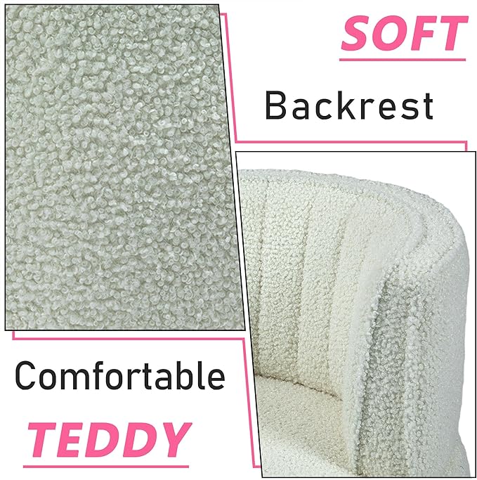 Small Barrel Chair Swivel Barrel Chair with Thicken Backrest Round Accent Chair for Living Room Bedroom Office Comfortable Velvet Fabric Soft High-Density Foam Padding (White)