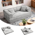 76.77 Inch Convertible Sofa Bed Modern Corduroy Futon Boneless Couches Lounge Loveseat with Side Storage Pocket Pull Out Sofa Bed for Living Room Bedroom No Assembly Required Grey