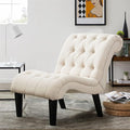 Awonde Modern Accent Chair Armless Bedroom Living Room Chairs Upholstered Leisure Lounge Chair Side Chairs for Office Club Guest Ivory Linen