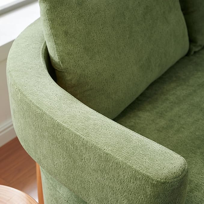 67 L Loveseat Sofa Mid Century Modern Sofa Couch with 2 Pillows Comfy Chenille Couches Upholstered Small Sofa for Living Room Bedroom Apartment &amp Office Easy Assembly Green