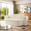 78.7 Folding Futon Corduroy Sleeper Sofa Bed Convertible Floor Boneless Sofa Full Size Compression Loveseat with 2 Pillows No Assembly 2-in-1 Foldable Couch for Living Room (Beige)