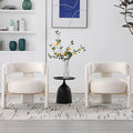 Wahson Modern Barrel Accent Chairs Set of 2 | Boucle Upholstered Armchair Single Sofa Chair Side Chair Reading Chair Living Room Chair | Three Legs White Sherpa
