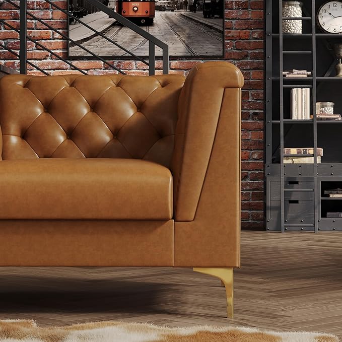 40 Mid-Century Modern Sofa ChairAccent Chair with Deep Seat with Armrests Easy Installation Comfy Armchair for Living Room Apartment Brown